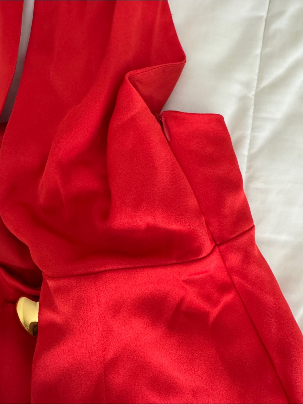 Moschino Couture! Red Satin Halter Dress Gold Heart Buttons US 8 - Picture 7 of 12
